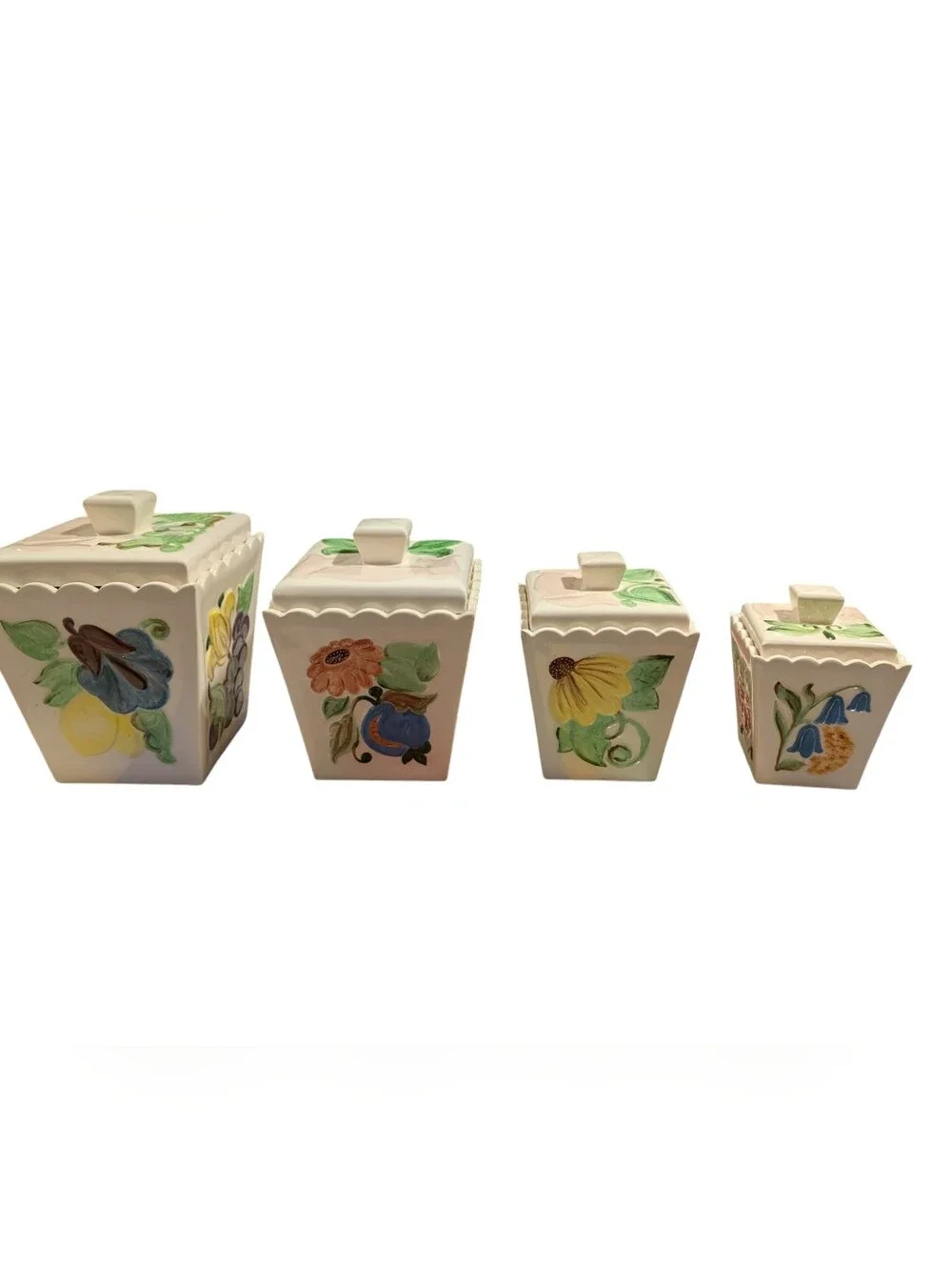 1960s Ceramic Kitchen Canister/Trinket Box, Mid Century Set Of 4